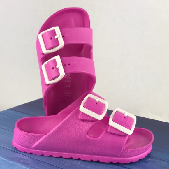 GIRLS DOUBLE BUCKLE COMFORT SLIDES - Picture 5 of 8